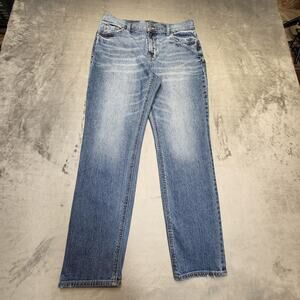 Old Navy Jeans Womens 4 Blue Mid-Rise Boyfriend Straight Leg Stretch Zip Fly
